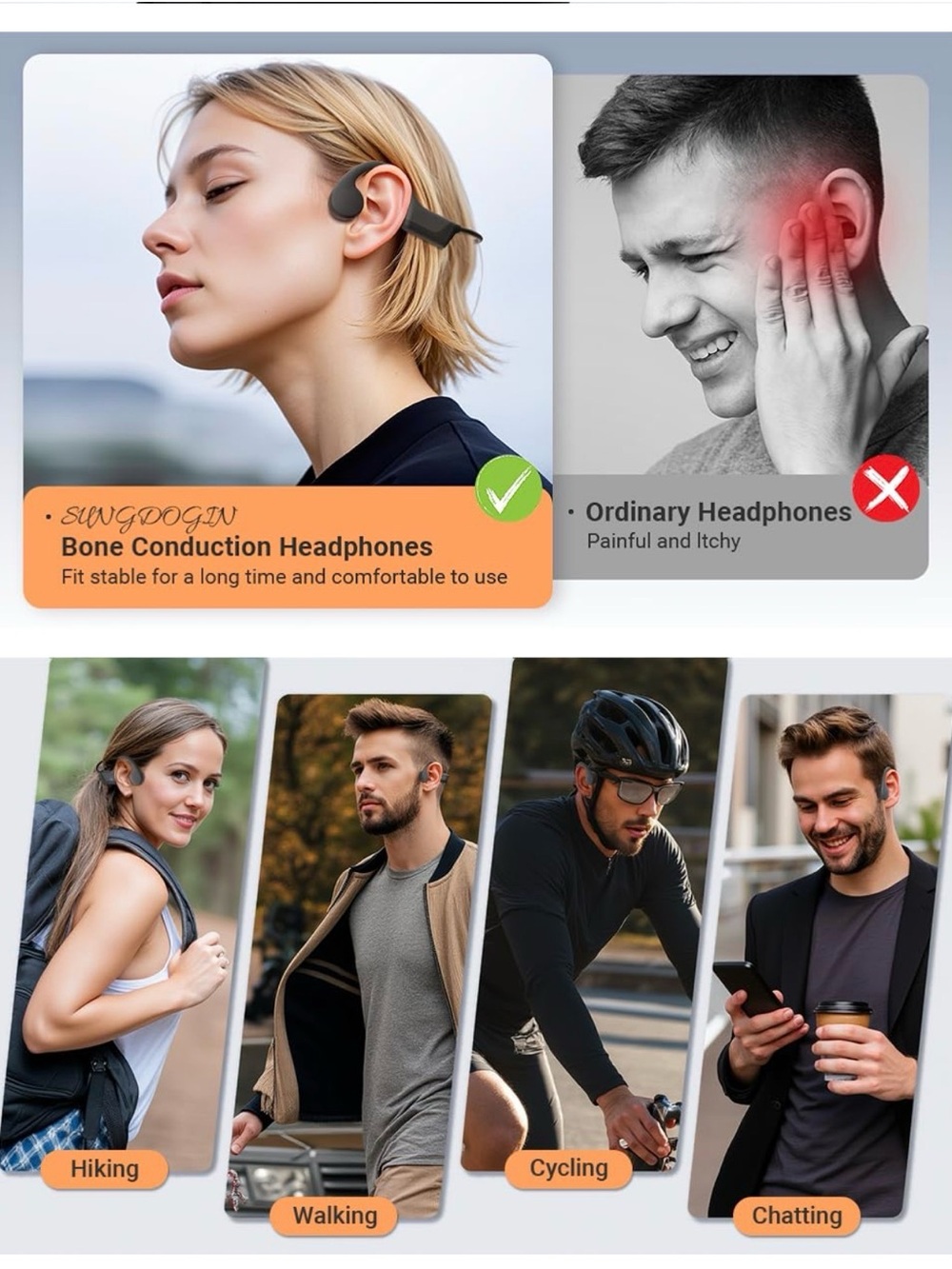 Bone Conduction Headphones - Black - Picture 3 of 7